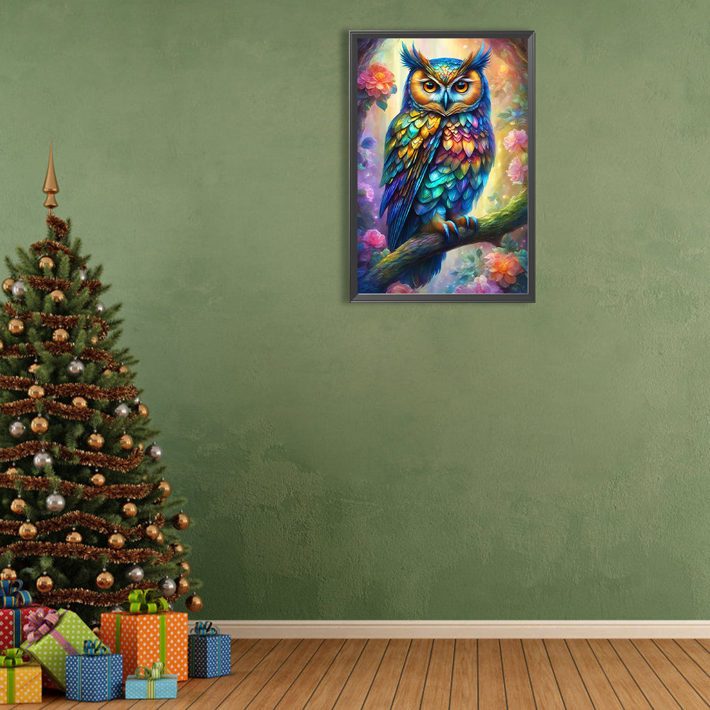 Owl Under The Moon - Full Round Drill Diamond Painting 40*60CM
