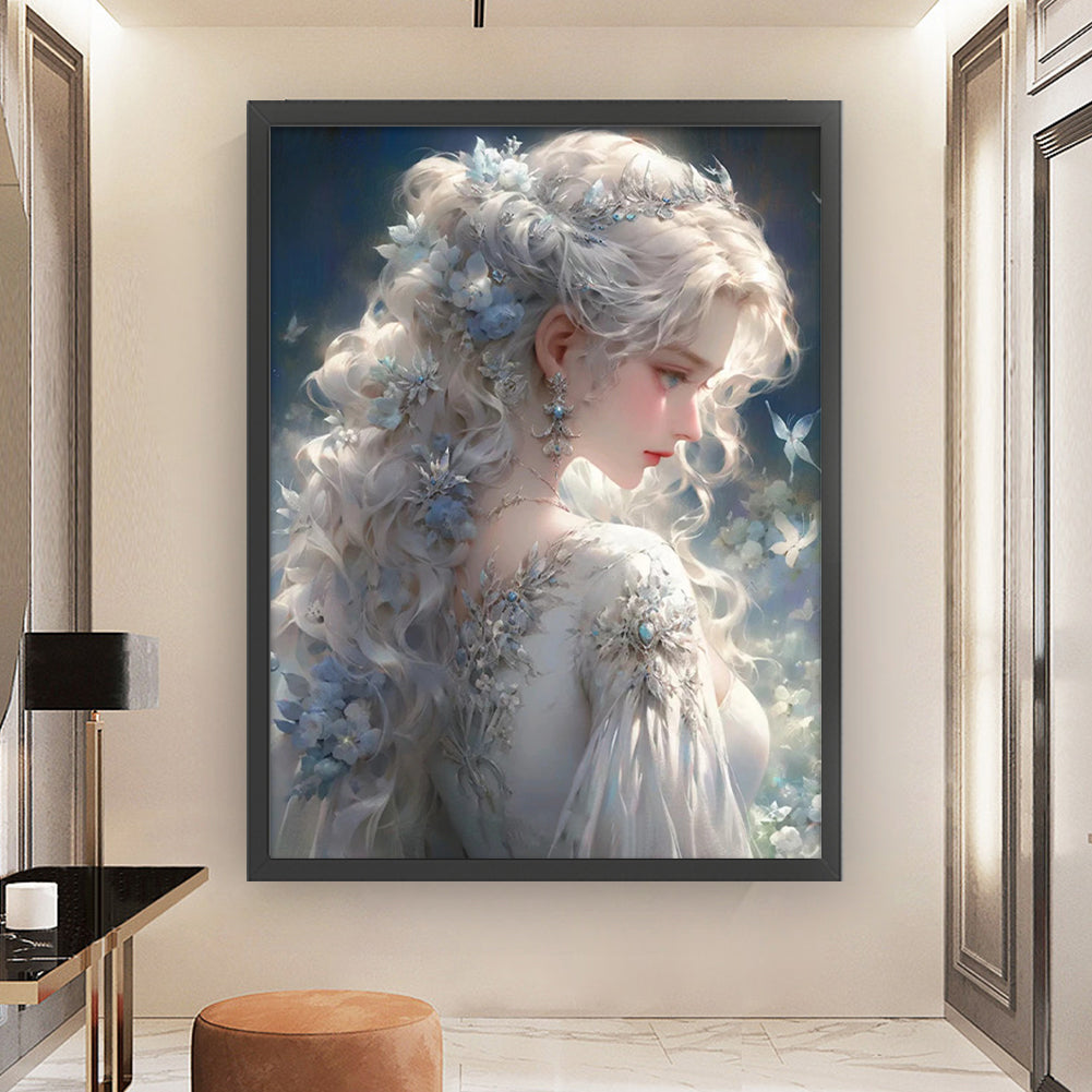 Silver-Haired Butterfly Girl - 11CT Stamped Cross Stitch 50*65CM