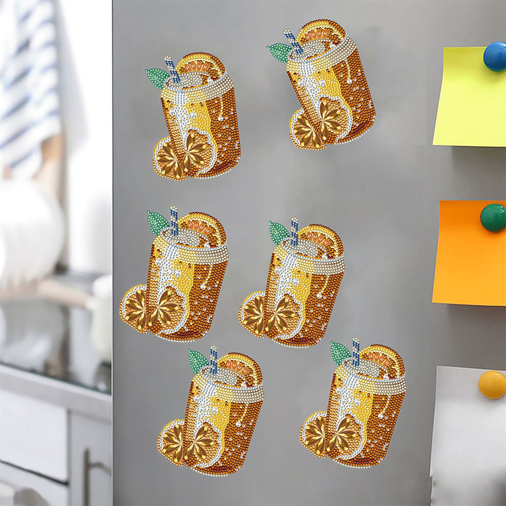 Round+Special Shape Diamond Art Fridge Magnets Sticker(Lemon Tea SparklingWater)