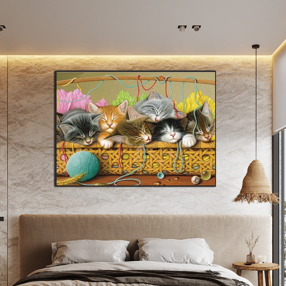 Sleeping Cat - Full Round AB Drill Diamond Painting 70*50CM