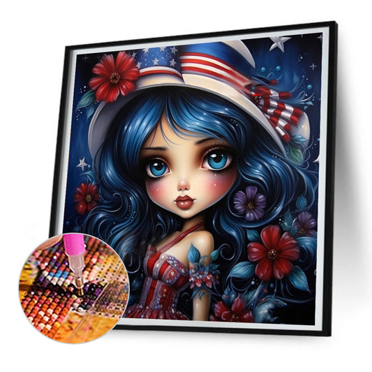 Cartoon Flag Girl - Full Round Drill Diamond Painting 30*30CM