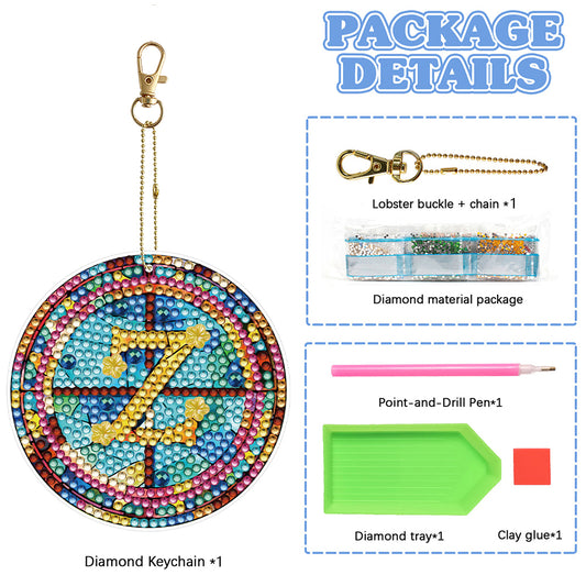 A-Z 26 Letters Double Sided Special Shape Diamond Painting Keychain Pendant (Z)