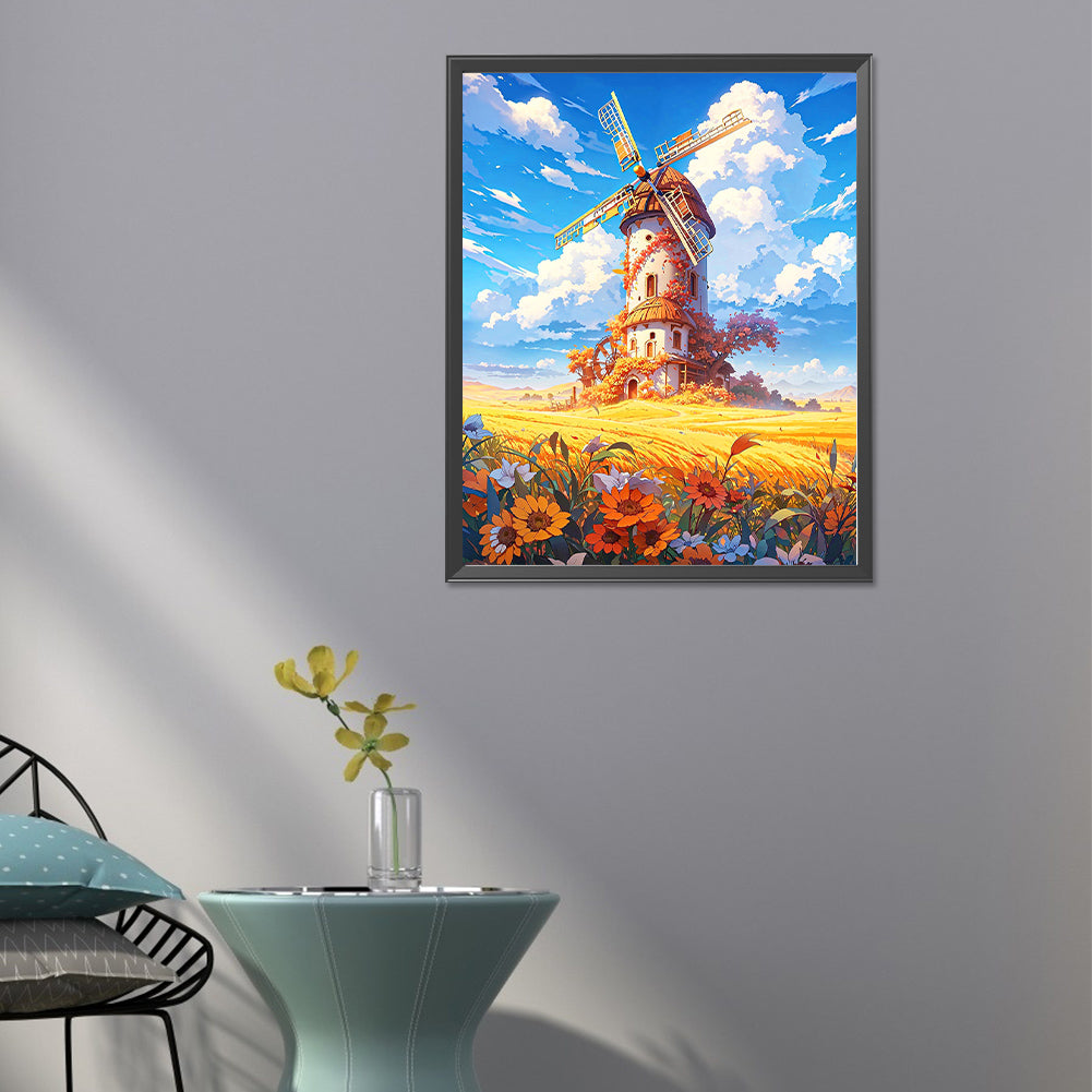 Mountain Windmill - Full Round Drill Diamond Painting 40*50CM