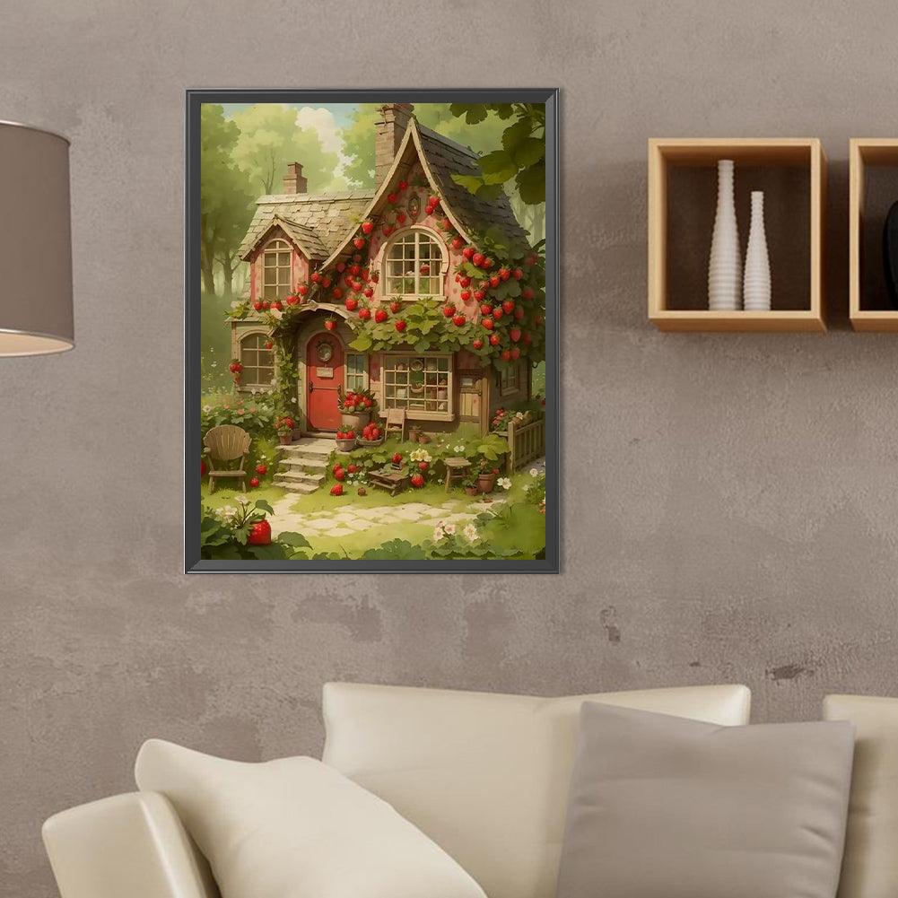 Strawberry House - Full Round Drill Diamond Painting 30*40CM