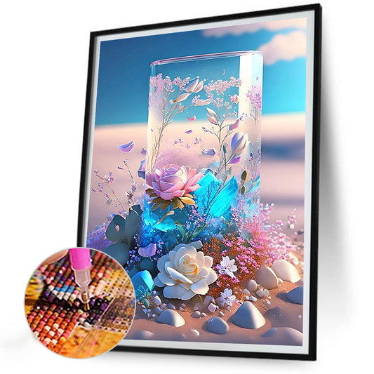 Fantasy Beach Flowers In A Vase - Full Round Drill Diamond Painting 30*40CM