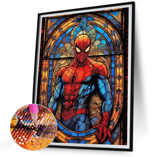 Stained Glass Spiderman - Full Round Drill Diamond Painting 30*40CM