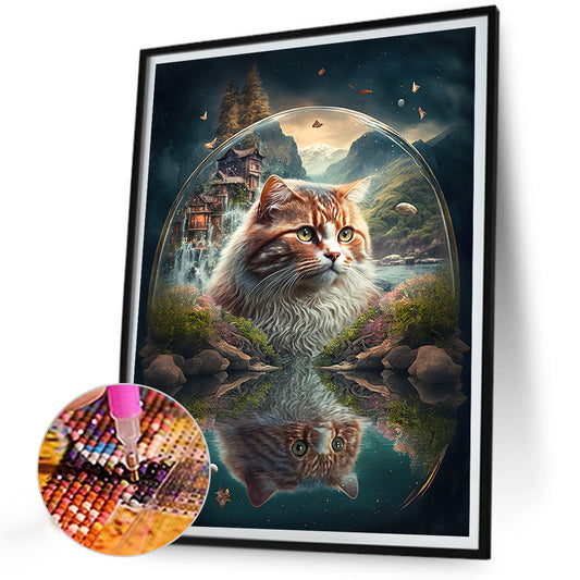 Cat - Full Round Drill Diamond Painting 30*40CM