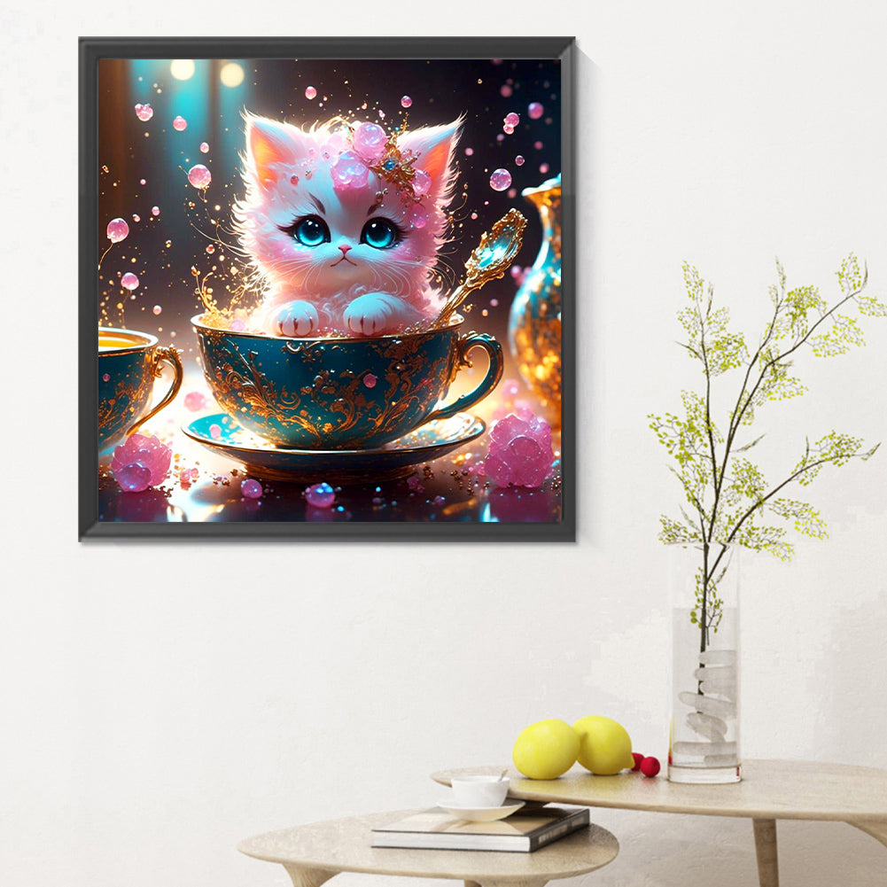 Teacup Kitten - Full Round Drill Diamond Painting 30*30CM