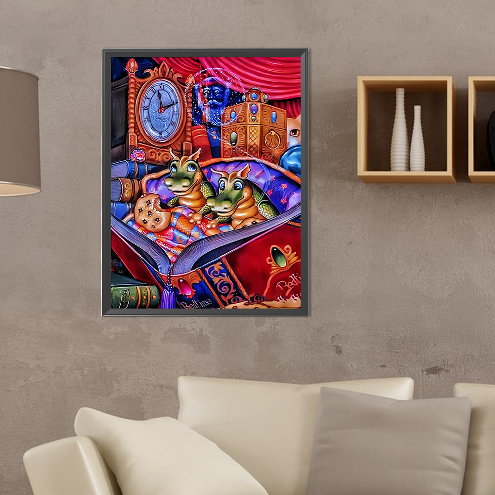 Bedtime Story Little Dinosaurs - Full Round Drill Diamond Painting 30*40CM