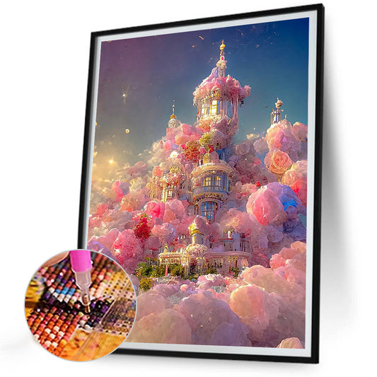 Pink Cloud Manor - Full Round Drill Diamond Painting 30*40CM