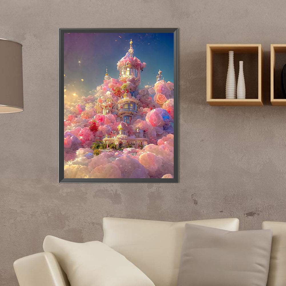 Pink Cloud Manor - Full Round Drill Diamond Painting 30*40CM