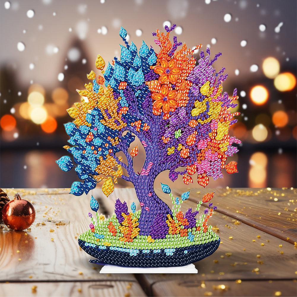 Acrylic Flower Tree Diamonds Painting Desktop Decor for Office Desktop Decor
