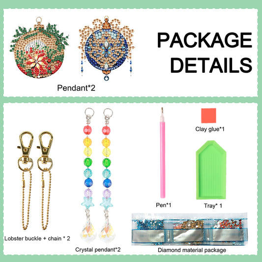 2PCS Suncatcher Diamond Painting Hanging Decor for Kid DIY Craft (Xmas Ball #10)