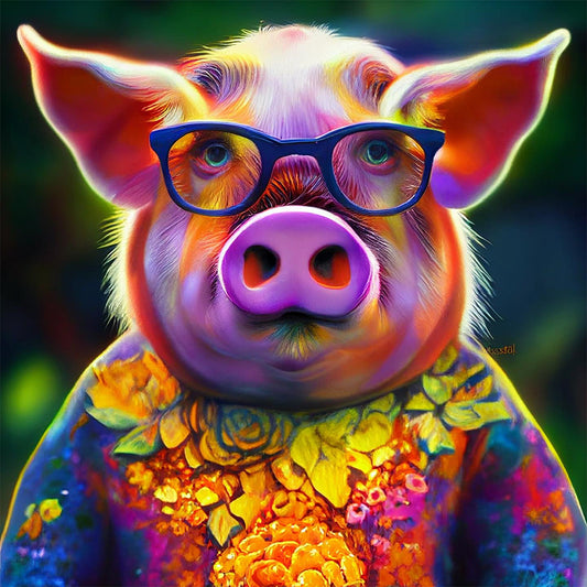 Mr. Colorful Pig - Full AB Round Drill Diamond Painting 40*40CM