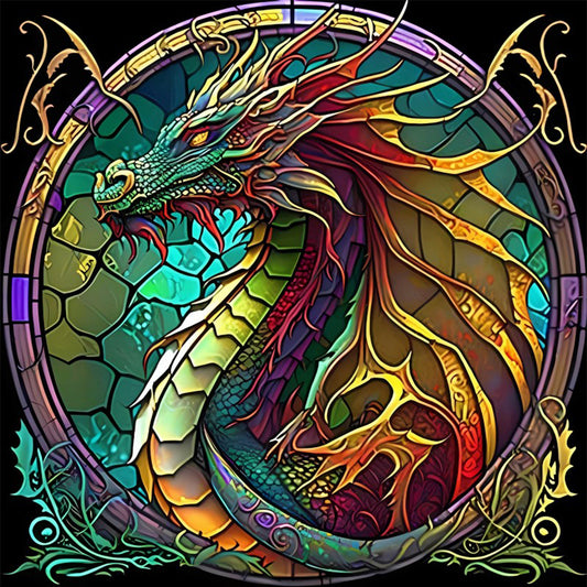 Glass Painting-Pterosaur - 11CT Stamped Cross Stitch 40*40CM(Joy Sunday)