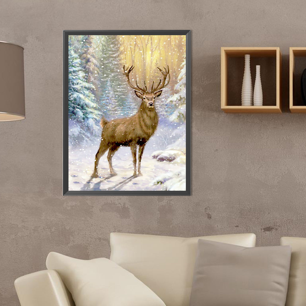 Snow Stag - Full Round Drill Diamond Painting 30*40CM