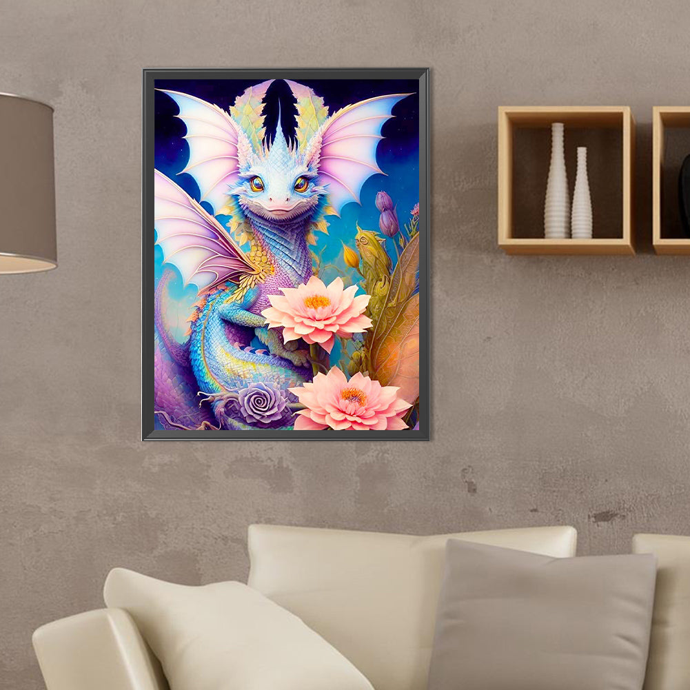 Flowers And Dragons - Full Round Drill Diamond Painting 30*40CM