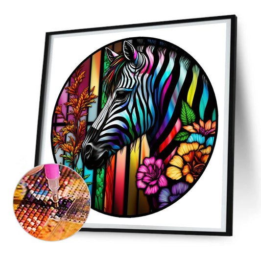 Colorful Zebra - Full Round Drill Diamond Painting 30*30CM