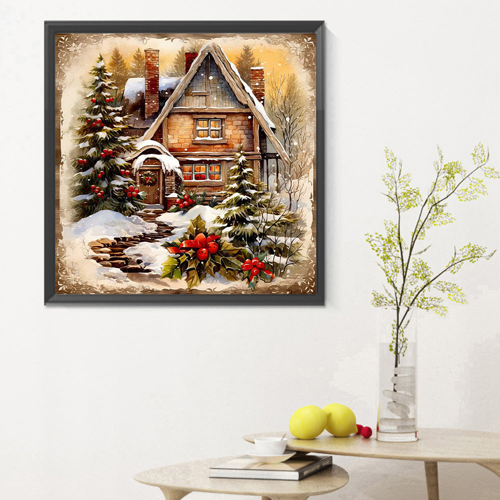 Snow Cabin - Full Round Drill Diamond Painting 30*30CM