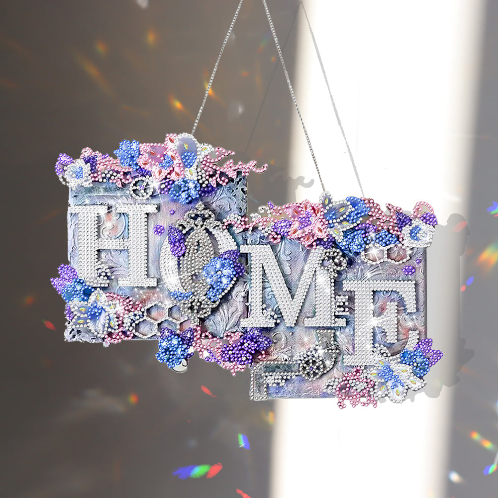 Acrylic Sweet Home Single-Sided Diamond Painting Hanging Pendant for Wall Decor
