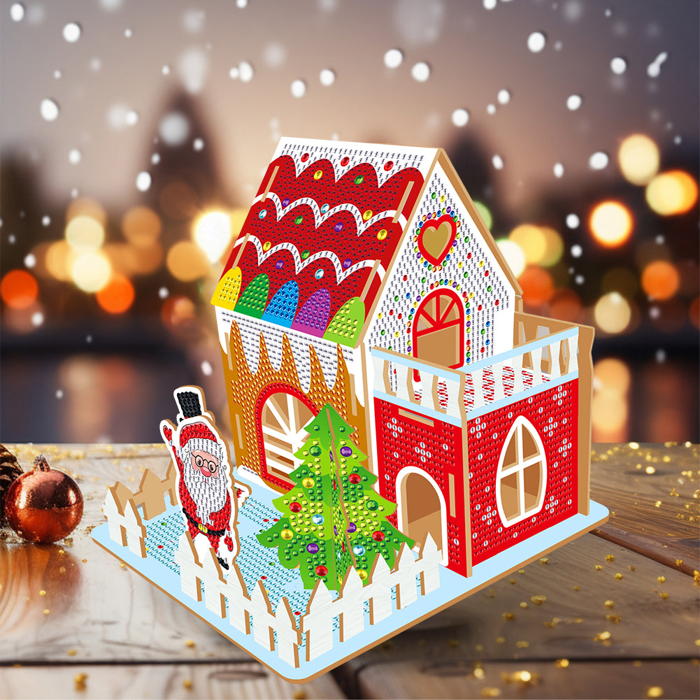 Wooden Diamond Painting Desktop Decor for Office Desktop Decor (Candy House)