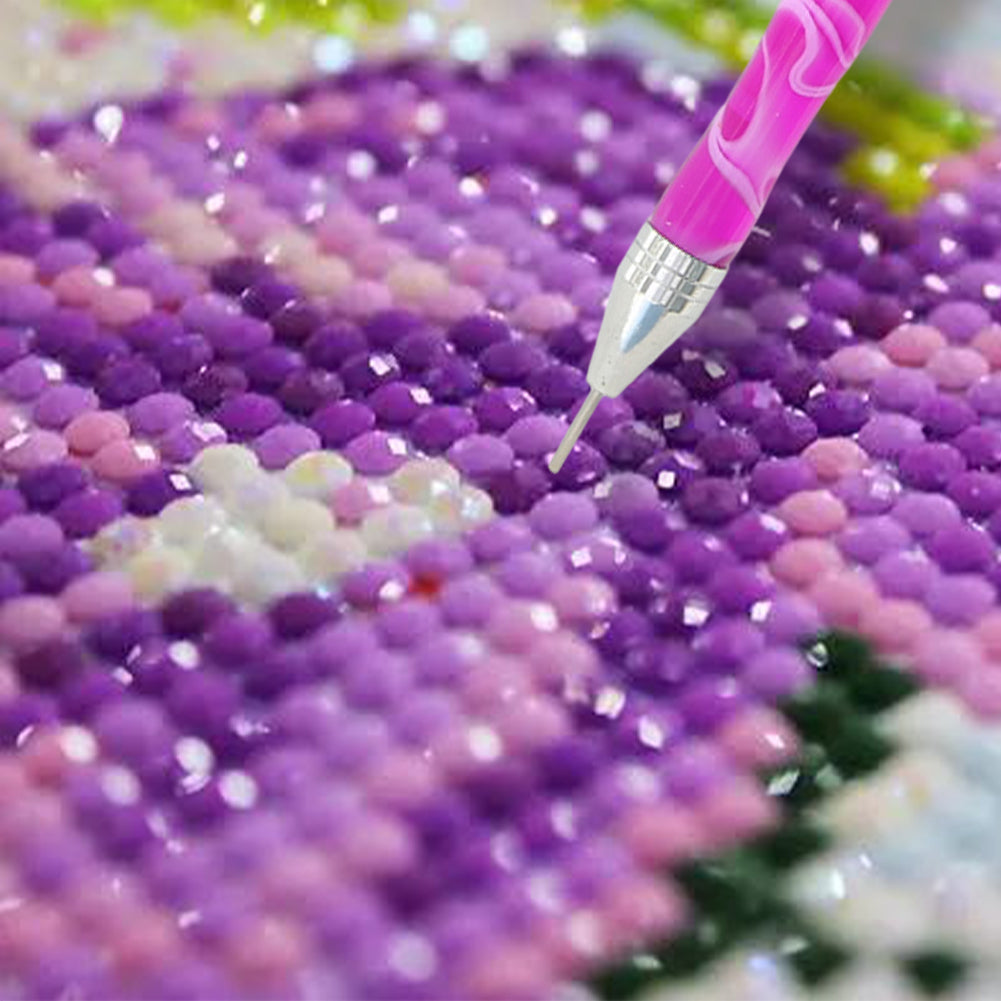 Double-End Manicure Point Drill Pen with Clay Glue Tips Nail Art Tool (Purple)