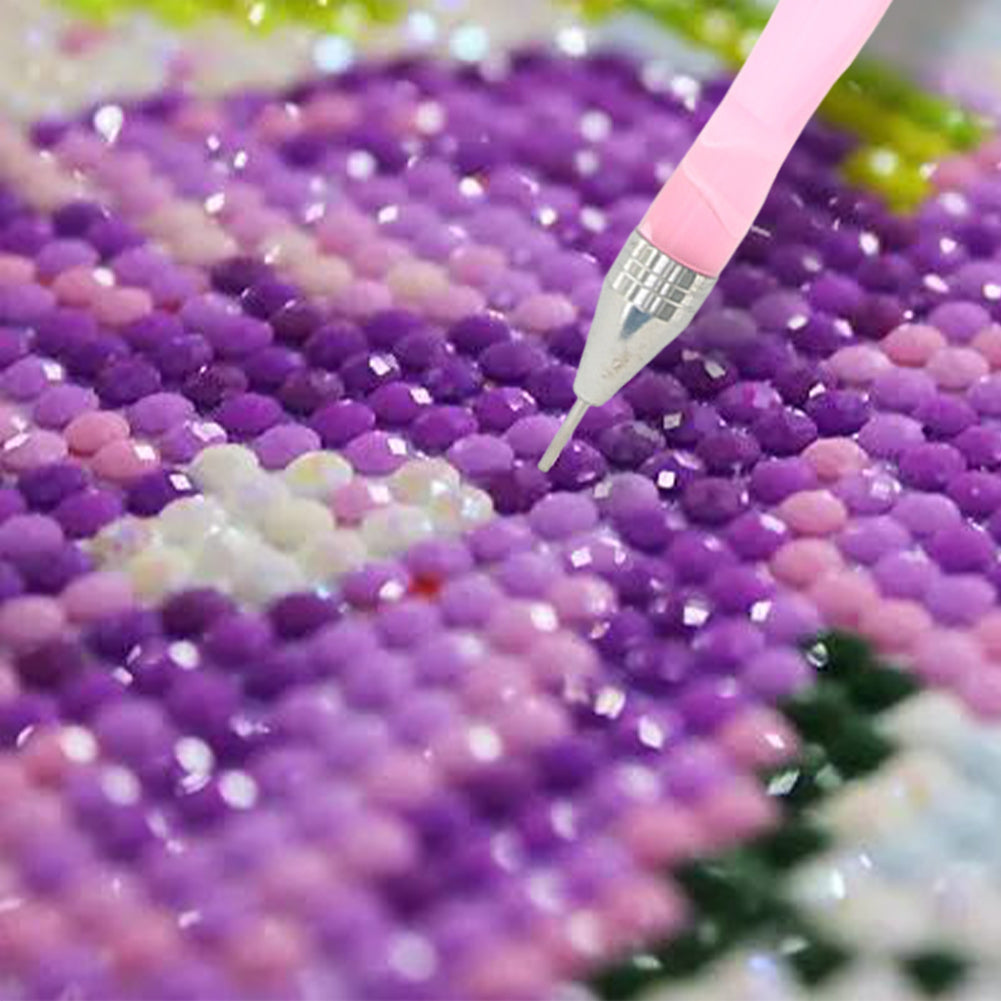 Double-End Manicure Point Drill Pen with Clay Glue Tips Nail Art Tool (Pink)