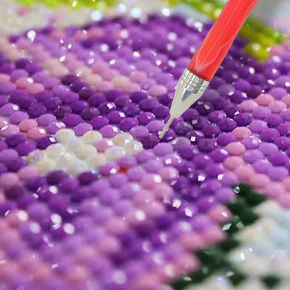 Double-End Manicure Point Drill Pen with Clay Glue Tips Nail Art Tool (Red)