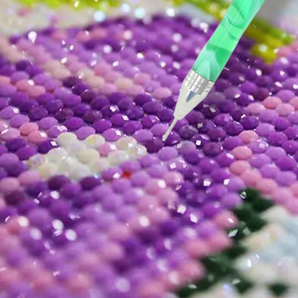 Double-End Manicure Point Drill Pen with Clay Glue Tips Nail Art Tool (Green)