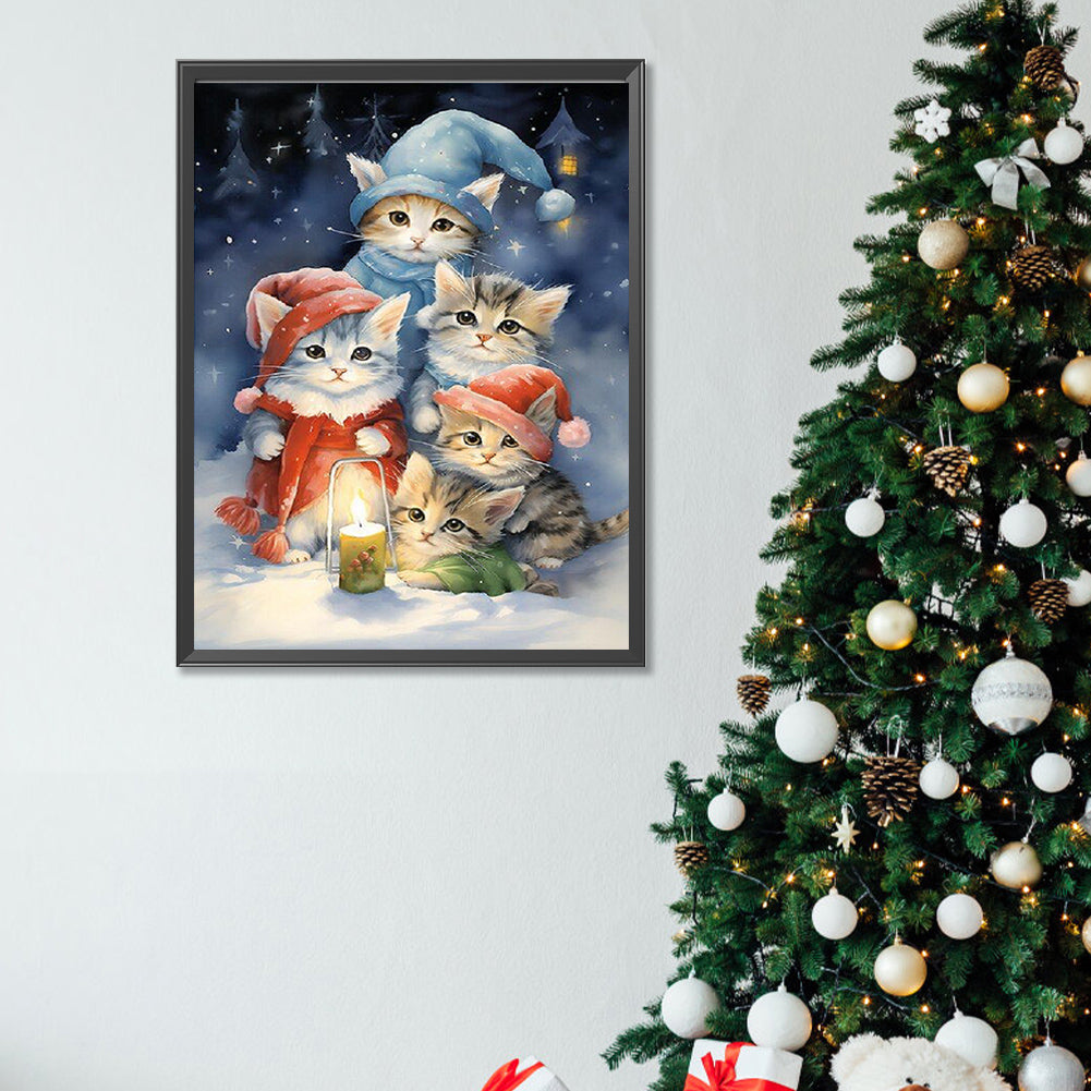Santa Hat Cat - Full Square Drill Diamond Painting 30*40CM