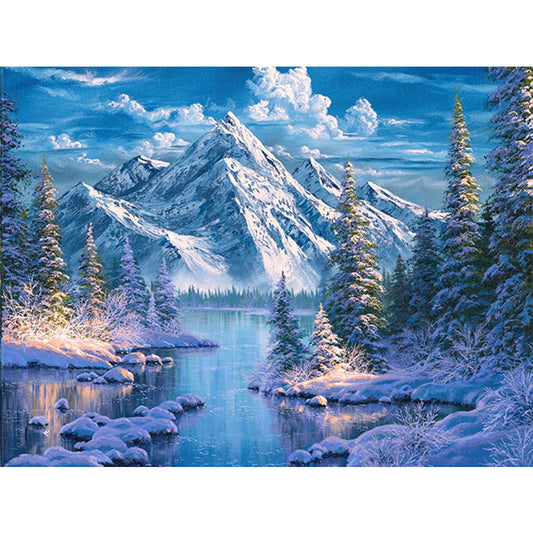 Snow Mountain Scenery - Full Square Drill Diamond Painting 40*30CM