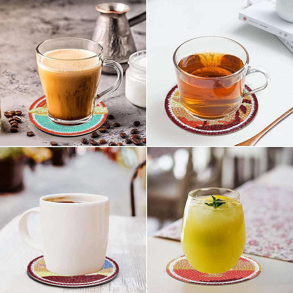 8 PCS Wooden Diamond Painting Art Coasters Kits with Holder (Dazzling Holiday)