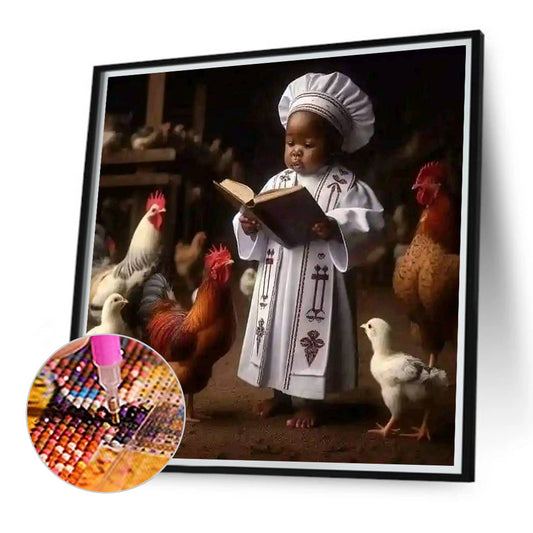 Black Kid - Full Round Drill Diamond Painting 40*40CM