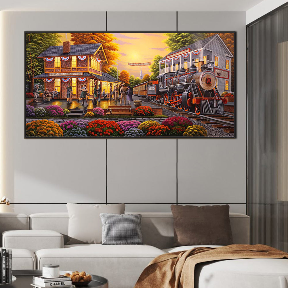 Train Street - Full Round Drill Diamond Painting 80*40CM