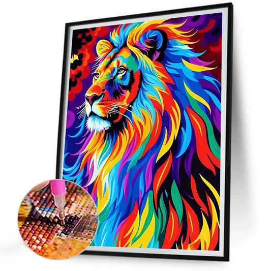 Colorful Lion Portrait - Full Round Drill Diamond Painting 30*40CM