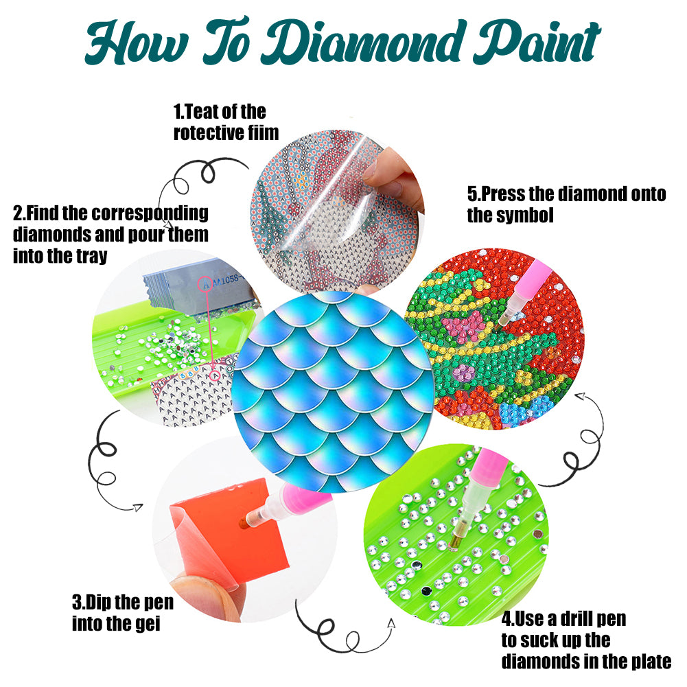8 Pcs Acrylic Diamond Painting Art Coasters Kit with Holder (Colourful Art)