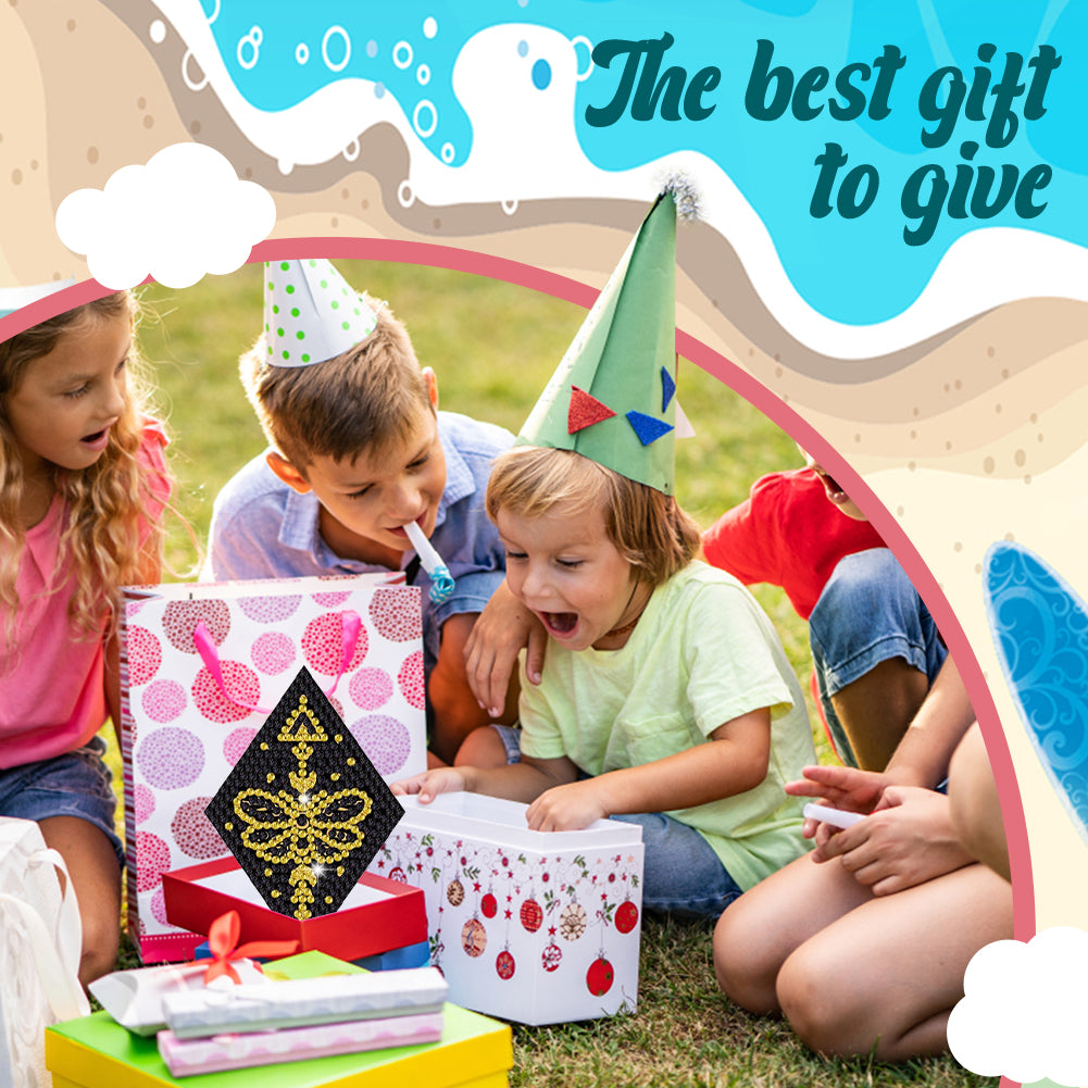 8 PCS Acrylic Black Gold Pattern Diamond Painting Coasters for Adults Beginner