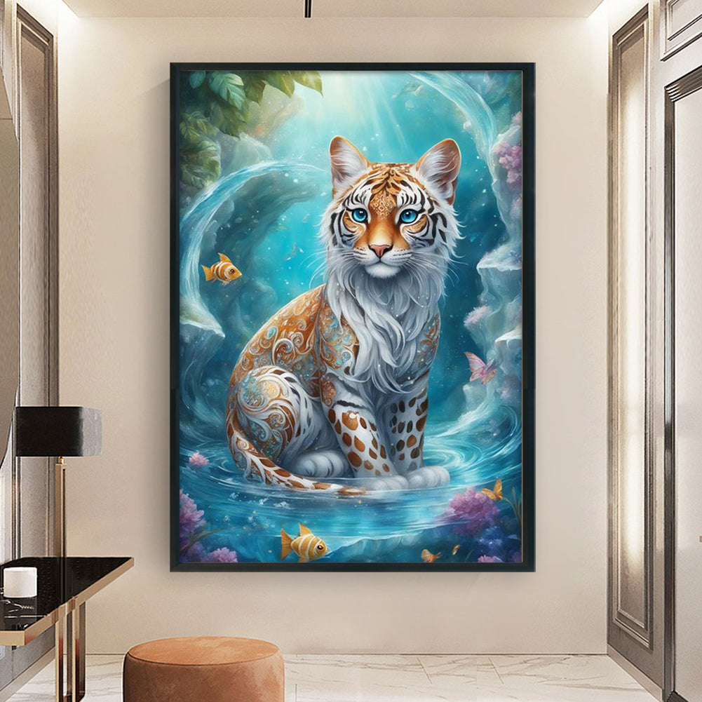 Tiger In Pool - 11CT Stamped Cross Stitch 40*60CM
