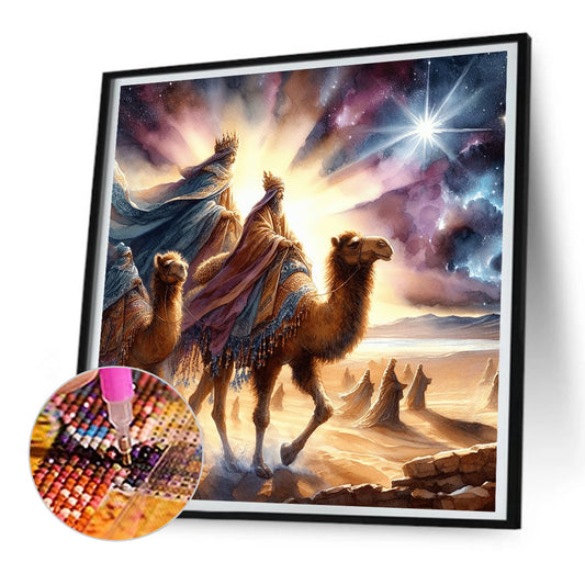 Nativity Of Jesus On Desert Camel - Full Round Drill Diamond Painting 30*30CM