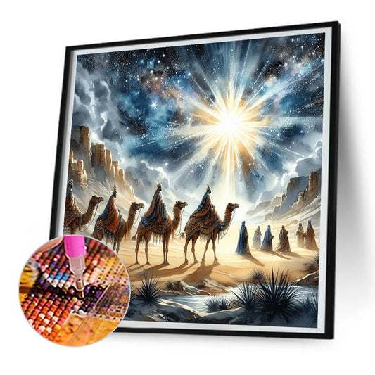 Nativity Of Jesus On Desert Camel - Full Round Drill Diamond Painting 30*30CM