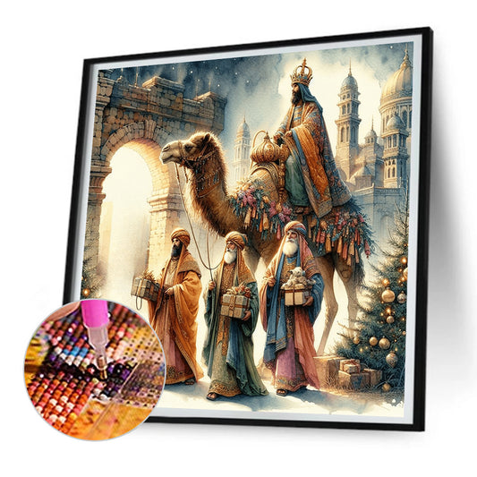 Nativity Of Jesus On Desert Camel - Full Round Drill Diamond Painting 30*30CM