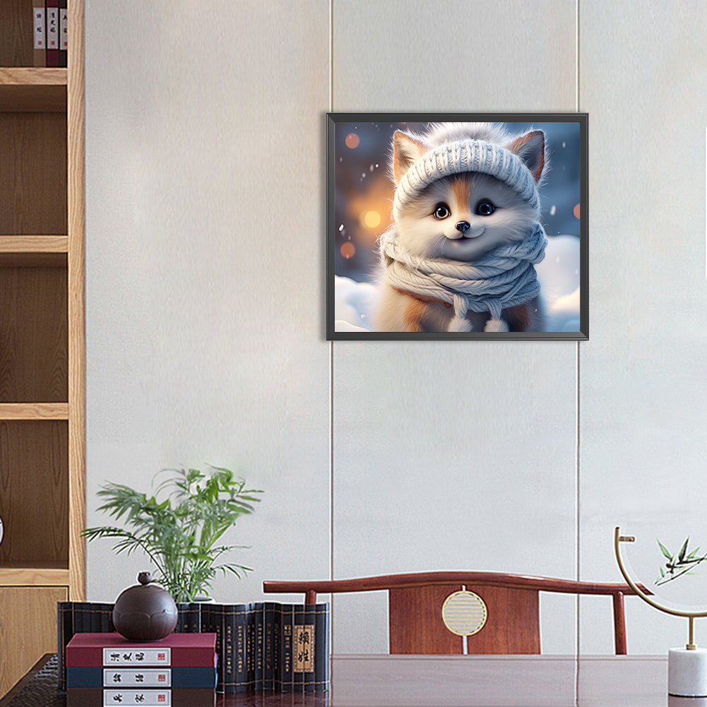 Winter Fox - Full Round Drill Diamond Painting 35*30CM