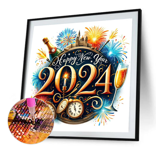 New Year Gift Calligraphy And Painting - Full Round Drill Diamond Painting 35*35CM