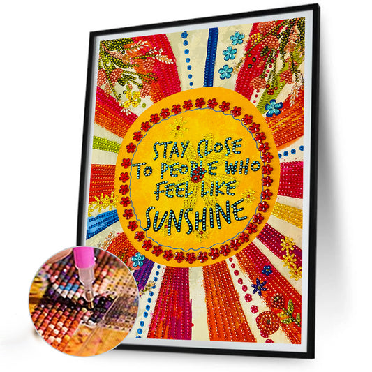 Make Friends With Sunny People - Special Shaped Drill Diamond Painting 30*40CM
