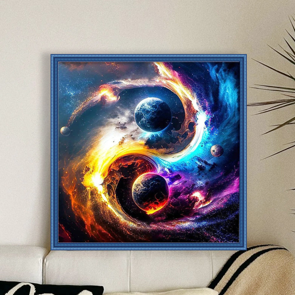 Tai Chi Planet Map - 11CT Stamped Cross Stitch 45*45CM