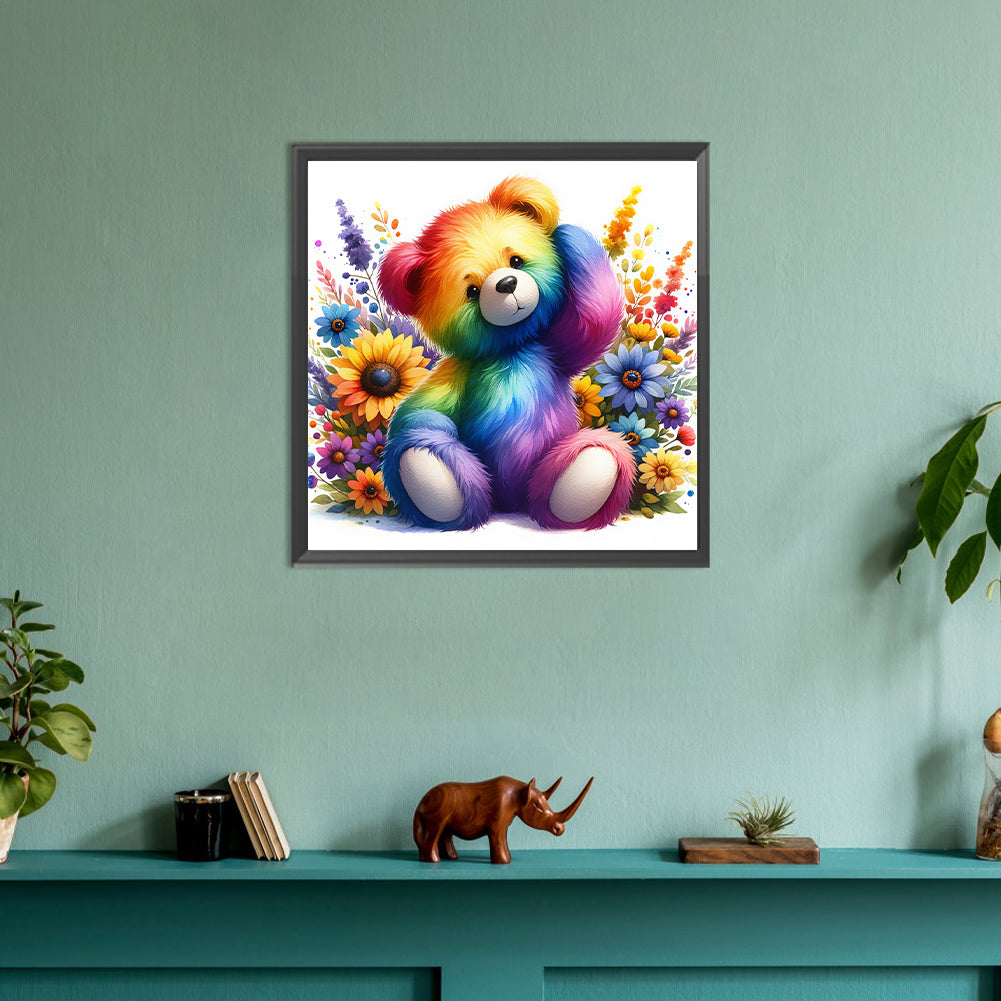 Rainbow Bear - Full Round Drill Diamond Painting 30*30CM