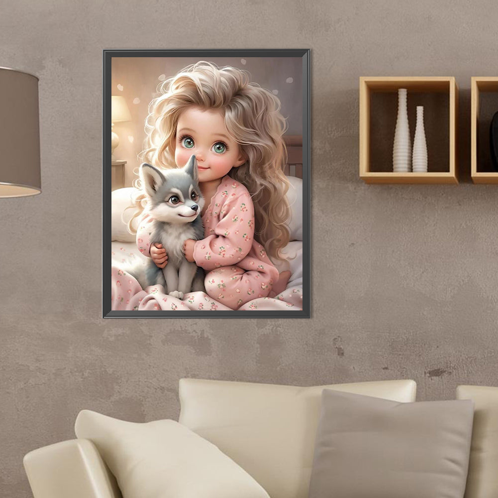 Curly Hair Big Eyed Girl - Full Round Drill Diamond Painting 30*40CM