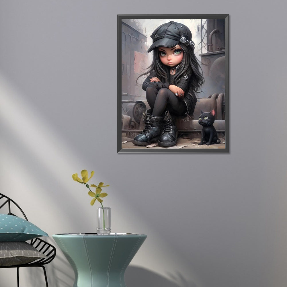 Sweet Cool Girl - Full Round Drill Diamond Painting 40*50CM