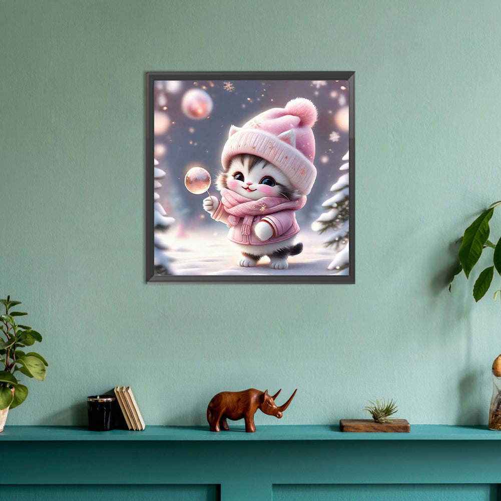 Kitten - Full Round Drill Diamond Painting 30*30CM