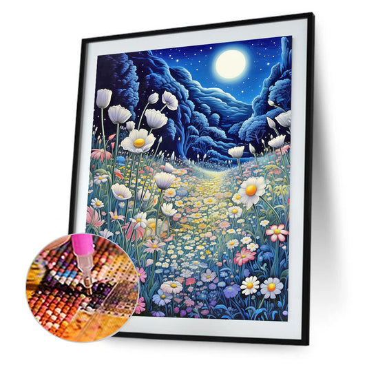 Late Night Mountain Wildflowers - Full Round Drill Diamond Painting 40*50CM